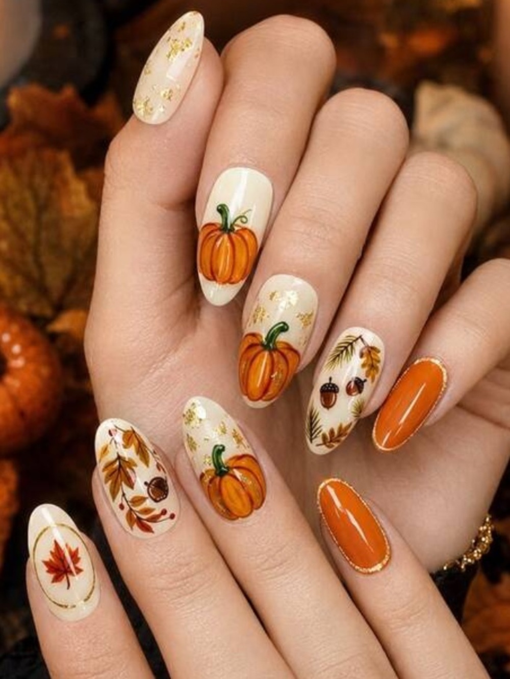 Pumpkin Autumn Acrylic Press On Nails